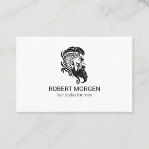 Carte De Visite Logo de coupe de cheveux ornementaux noirs