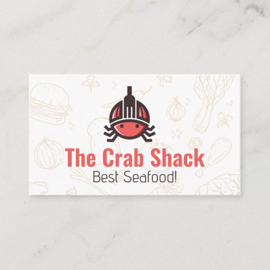 Carte De Visite Logo de crabe de fruits de mer | Motifs alimentair (Devant)