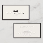 Carte De Visite Logo de Cravate classique pour mâle noir/ivoire (Devant / Derrière)