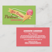 Carte De Visite Logo de crème glacée, Parlante de crème glacée (Devant / Derrière)