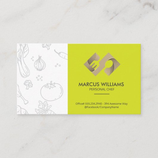 Carte De Visite Logo de cuillère à fourche créative | Chef (Devant)