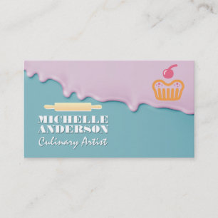 Carte De Visite Logo de Cup Cake   Rouleau à pâtisserie   Glaçage