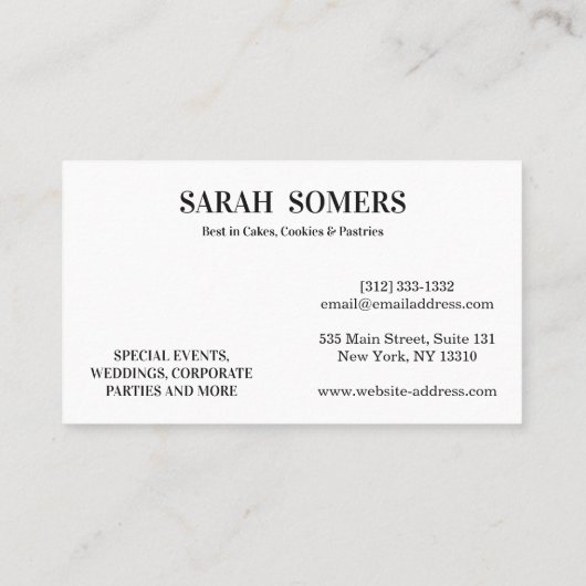 Carte De Visite Logo de cupcake moderne Bakery Chef cuisinier Conf (Dos)