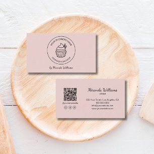 Carte De Visite Logo de Cupcake Moderne Boulangerie Rose