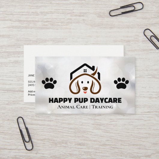 Carte De Visite Logo de Cute Doggy et Home | Pâtes (Devant/Arrière en situation)