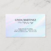 Carte De Visite Logo de dégradé holographique rose blanc (Dos)