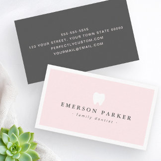 Carte De Visite Logo de dent dentiste rose gris moderne minimalist