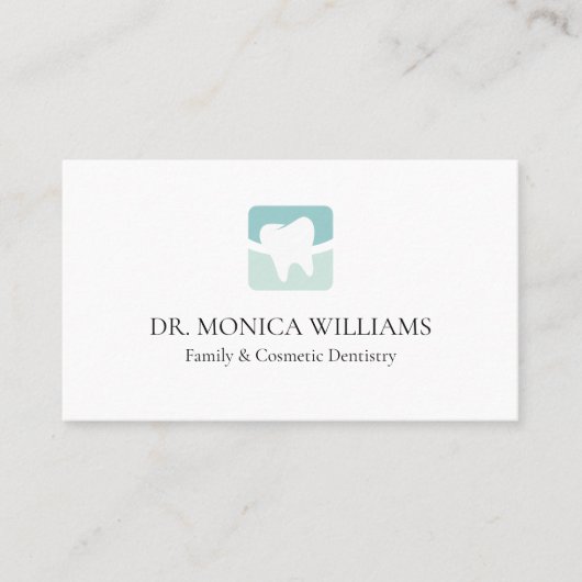 Carte De Visite Logo de dentiste moderne en vert clair professionn (Devant)