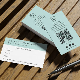 Carte De Visite Logo de dentiste vert pour dent avec médias sociau