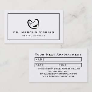 Carte De Visite Logo de dents en noir et blanc, rendez-vous chez u
