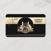 Carte De Visite Logo de design d'intérieur ou d'architecte noir et (Devant)