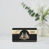 Carte De Visite Logo de design d'intérieur ou d'architecte noir et (Debout devant)