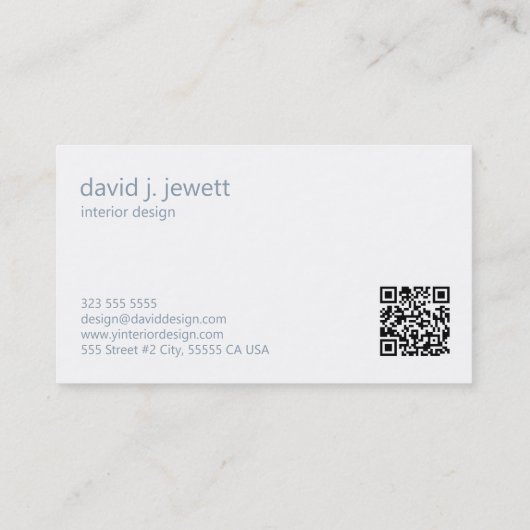 Carte De Visite Logo de Design d'intérieur simple bleu-gris (Dos)