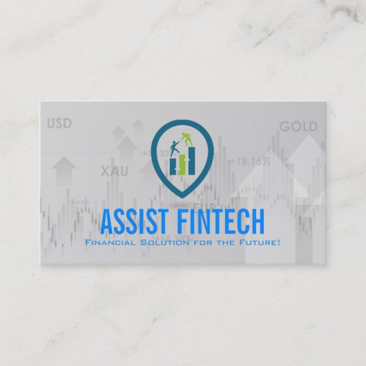 Carte De Visite Logo de document Fin Tech | Graphique financier (Devant)