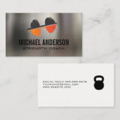 Carte De Visite Logo de Dumbbell | Fitness | Arrière - plan métall (Devant / Derrière)