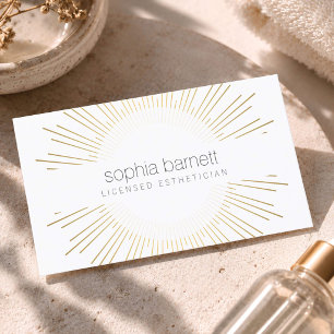 Carte De Visite Logo de Esthéticienne Soleil Couchant Luxe Or