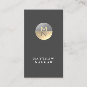 Carte De Visite Logo de Faux Silver & Gold Foil Circle