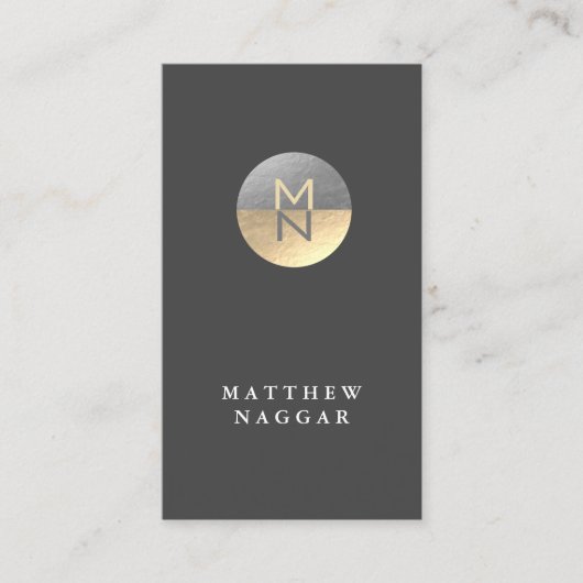 Carte De Visite Logo de Faux Silver & Gold Foil Circle (Devant)
