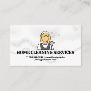 Carte De Visite Logo de femme de ménage   Services d'hôtel