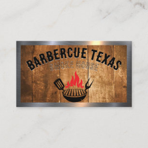 Carte De Visite Logo de feu de barbecue Grill   Bois et métaux