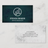 Carte De Visite Logo de finance Grunge bleu vert (Devant / Derrière)