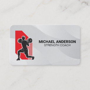 Carte De Visite Logo de Fitness Haltères homme accroupi