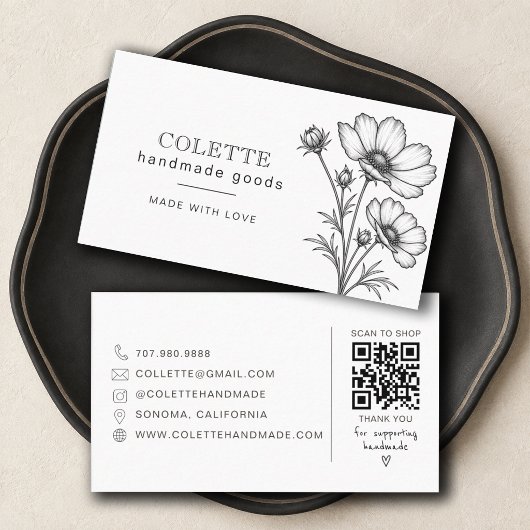 Carte De Visite Logo de fleur fait main