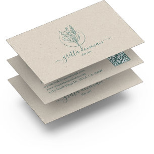 Carte De Visite Logo de fleurs botaniques papier d'artisanat beige