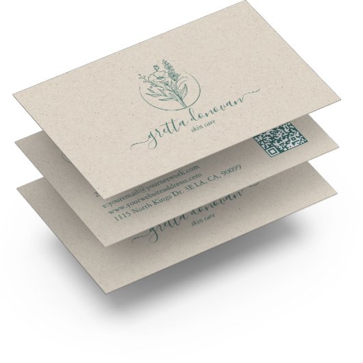 Carte De Visite Logo de fleurs botaniques papier d'artisanat beige