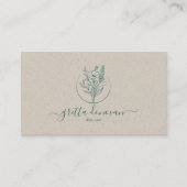 Carte De Visite Logo de fleurs botaniques papier d'artisanat beige (Devant)