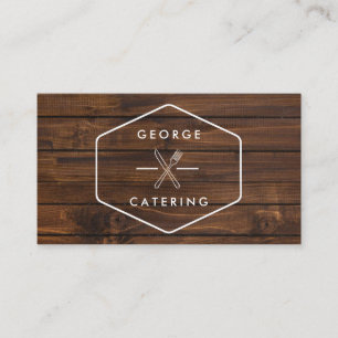 Carte De Visite Logo de Fourchette et Couteau Croisés Vintage en B