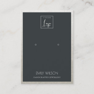 CARTE DE VISITE LOGO DE FRONTIÈRE EN ARGENT NOIR FAUX ÉCRAN