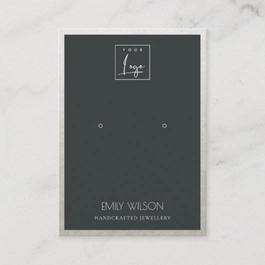 CARTE DE VISITE LOGO DE FRONTIÈRE EN ARGENT NOIR FAUX ÉCRAN (Devant)