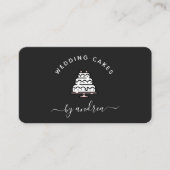 Carte De Visite Logo de gâteau de mariage mignon blanc et rose Pla (Devant)