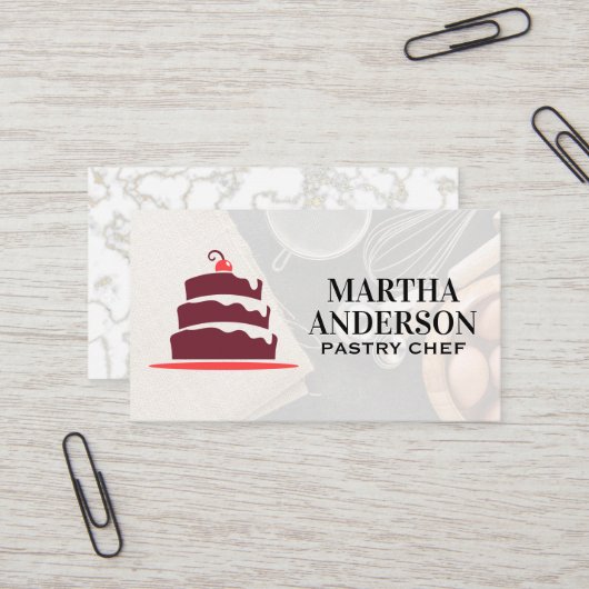 Carte De Visite Logo de gâteau | Ingrédients de cuisson (Devant/Arrière en situation)