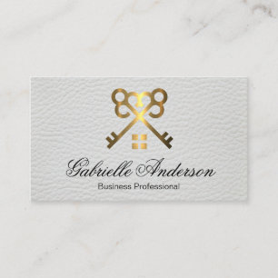 Carte De Visite Logo de Gold Keys Home   Cuir