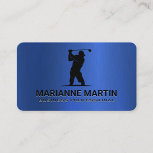 Carte De Visite Logo de golf Athlètes de sport Bleu métallisé