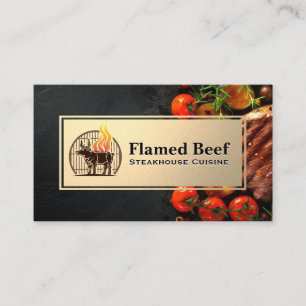 Carte De Visite Logo de grill Ingrédients de cuisine Culinaire