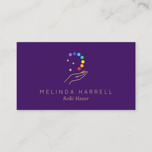 Carte De Visite Logo De Guérison Reiki, Massage Violet Clair (Devant)