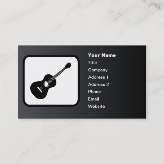 Carte De Visite Logo de guitare personnalisable Noir (Devant)