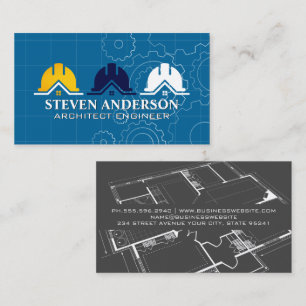 Carte De Visite Logo de Hard Hat Builder   Plan   Immobilier