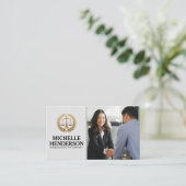 Carte De Visite Logo de justice juridique | Toucher la main de l'o (Debout devant)