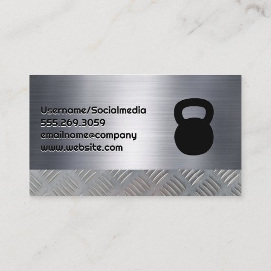 Carte De Visite Logo de Kettle Bell | Monogramme | Métal acier (Dos)