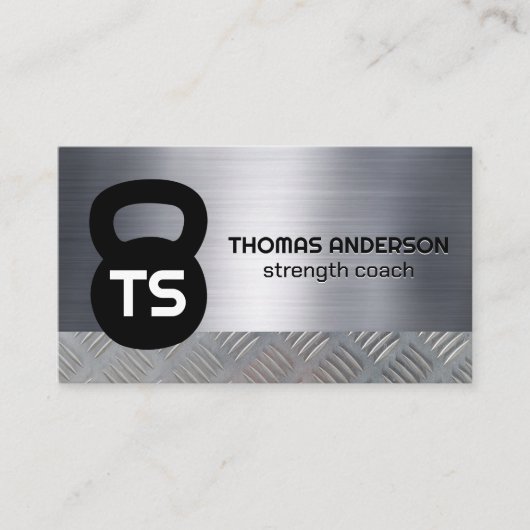 Carte De Visite Logo de Kettle Bell | Monogramme | Métal acier (Devant)