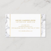 Carte De Visite Logo de la boîte à Glam Marbre blanc Monogramme (Dos)