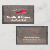 Carte De Visite Logo de la bouteille de vin rouge | Arrière - plan (Devant / Derrière)