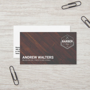Carte De Visite Logo de la Boutique de Barber   Panneaux en bois