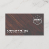 Carte De Visite Logo de la Boutique de Barber | Panneaux en bois (Devant)