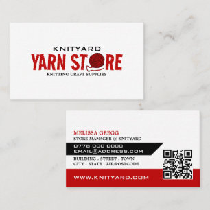 Carte De Visite Logo de la boutique en fils rouges, magasin de Tri