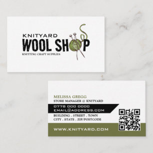 Carte De Visite Logo de la boutique en laine verte, magasin de Tri